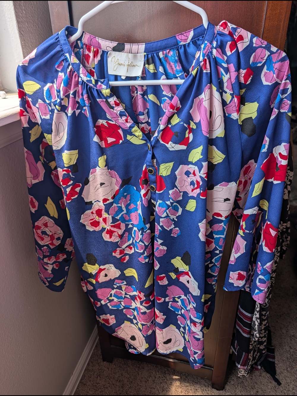 Yumi Kim Navy Blue Floral Blouse